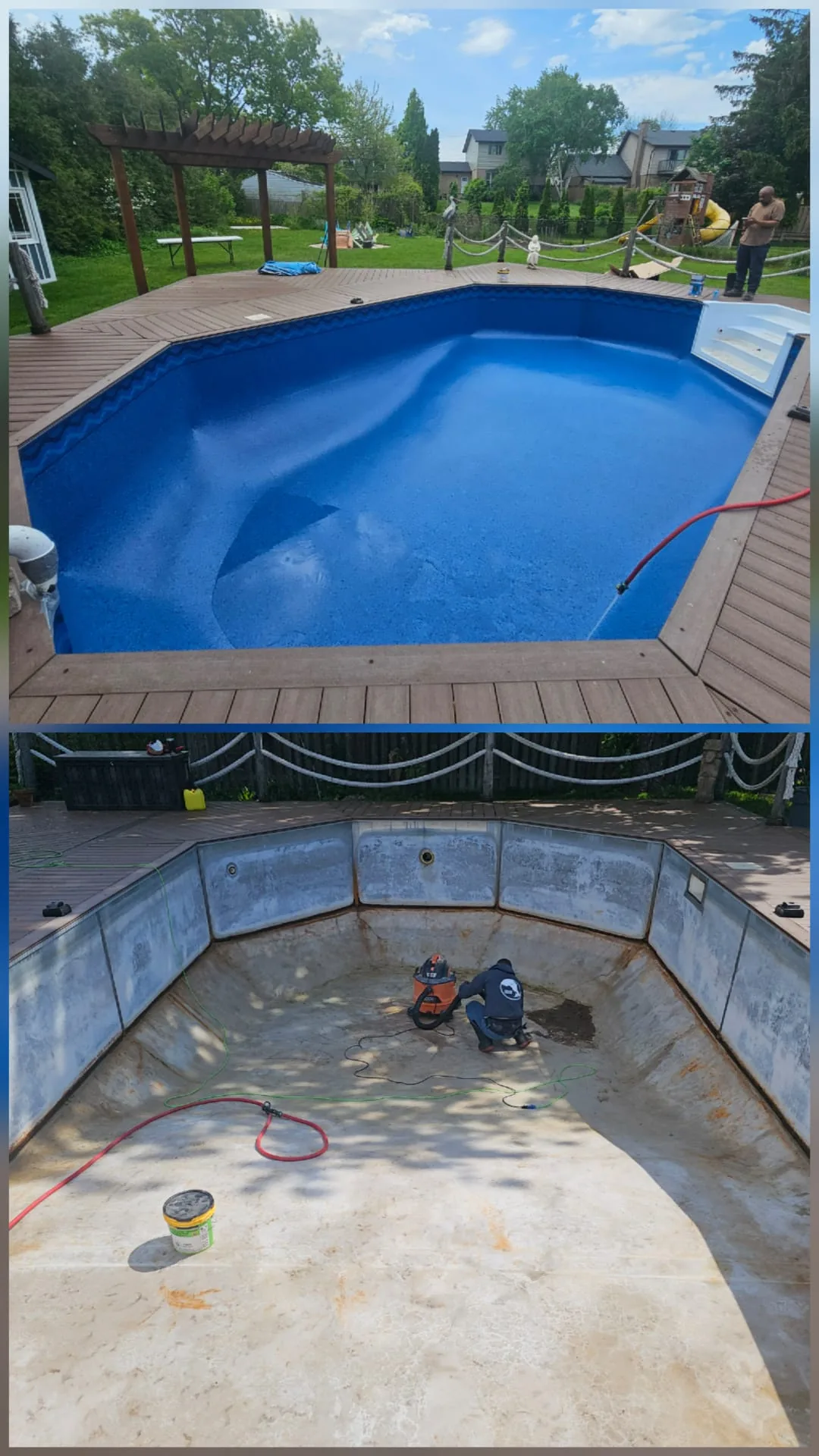 Blue Pool Liner Transformation before and after